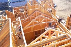 Hand hewn Douglas fir arched trusses