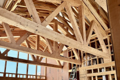 Hand hewn Douglas fir trusses