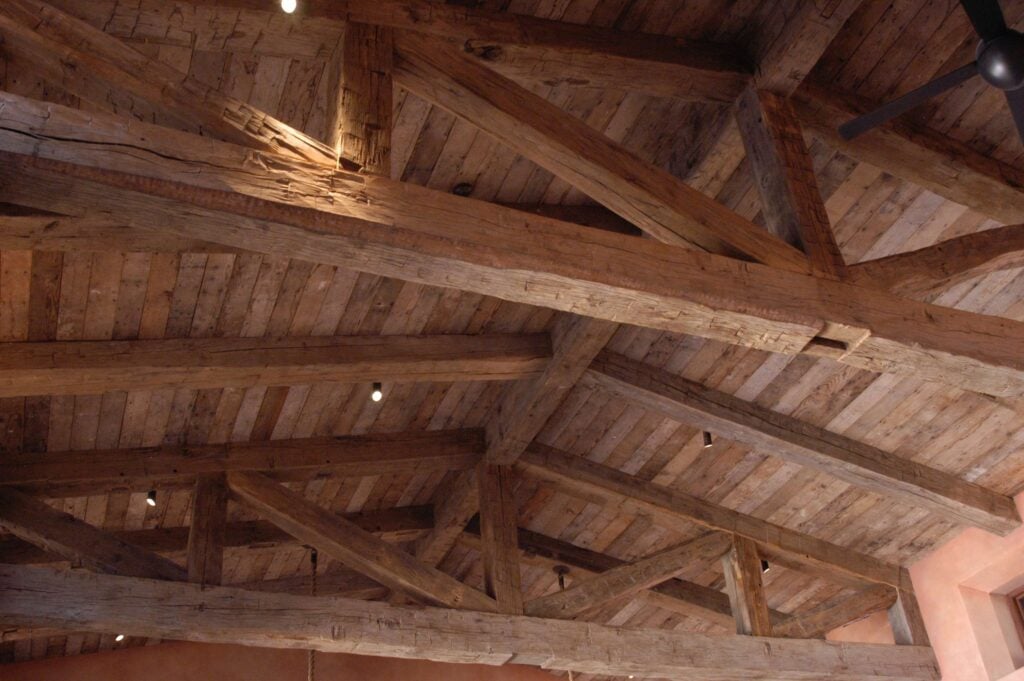 Hand Hewn Reclaimed Barn Beam Truss Detail